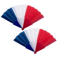 Waaier Franse vlag - 2x - Landen thema waaiers - rood/wit/blauw - Frankrijk