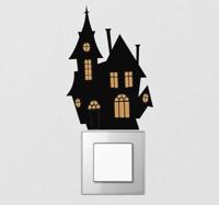 Halloween stickers huis met licht - thumbnail