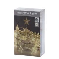 Draadverlichting lichtsnoer - 20 sterren lampjes - warm wit - op batterij - 100 cm