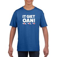 Blauw t-shirt Friesland It Giet Oan kinderen - thumbnail