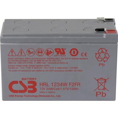 CSB Battery HRL 1234W high-rate longlife Loodaccu 12 V 8.5 Ah Loodvlies (AGM) (b x h x d) 151 x 94 x 65 mm Kabelschoen 6.35 mm Onderhoudsvrij, Geringe