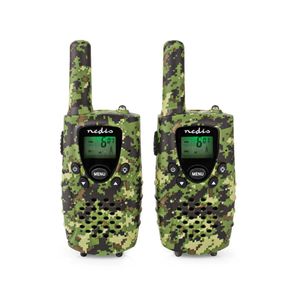 Nedis WLTK0810BK Walkie Talkie Set 2 Handsets Tot 8 Km Frequentiekanalen: 8 Ptt / Vox Tot 2,5 Uur Koptelefoonoutput 2 Headsets Inclusief Reiskoffer Groen