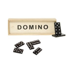 Domino spel in houten kistje 28 steentjes   -