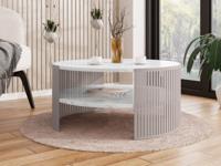 Ronde salontafel ZINZARA ⌀ 75 cm kasjmier/marmer wit