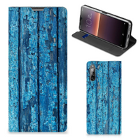 Sony Xperia L4 Book Wallet Case Wood Blue