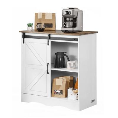 VEVOR Koffiebarkast 3-laags koffiebartafel met schuurdeuren Bruin/Wit