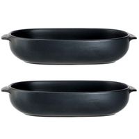 2x Zwarte ovenschalen van porselein 24 x 15 cm ovaal