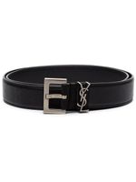 Saint Laurent ceinture à plaque logo - Noir - thumbnail