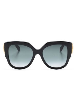 Gucci Eyewear lunettes de soleil rondes à plaque logo - Noir