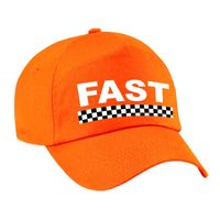 Carnaval verkleed pet  / cap fast / finish vlag oranje voor meisjes en jongens   -