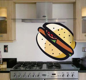 Kleur hamburger broodje sticker