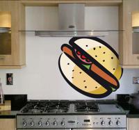 Kleur hamburger broodje sticker - thumbnail