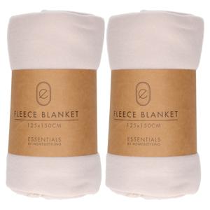 Fleece dekens/plaids - 2x - lichtgrijs - 125 x 150 cm