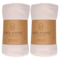 Fleece dekens/plaids - 2x - lichtgrijs - 125 x 150 cm