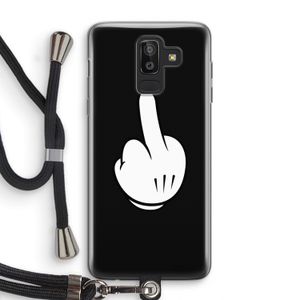 Middle finger black: Samsung Galaxy J8 (2018) Transparant Hoesje met koord