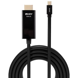 LINDY 36928 DisplayPort-kabel Mini-displayport / HDMI Adapterkabel Mini DisplayPort-stekker, HDMI-A-stekker 3.00 m Zwart