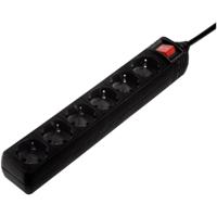 Hama Stekkerdoos 6-voudig met schakelaar, 1.4m Kabel Zwart Hama Stekkerdoos 6-voudig met schakelaar, 1.4m Kabel Zwart