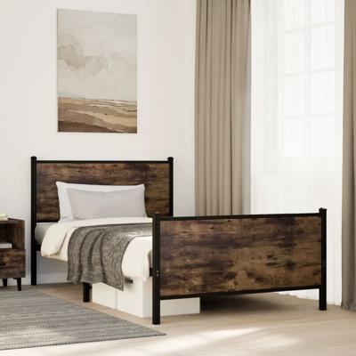 Bedframe zonder matras metaal gerookt eikenkleurig 100x190 cm