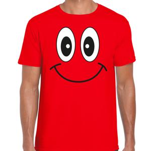 Verkleed T-shirt voor heren - smiley - rood - carnaval - feestkleding