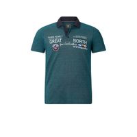 Jan Vanderstorm oversized polo SIMO Plus Size met printopdruk petrol/donkerblauw - thumbnail