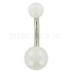 Navelpiercing acryl parelmoer wit