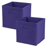 Opbergmand/kastmand Square Box - 2x - karton/kunststof - 29 liter - paars - 31 x 31 x 31 cm