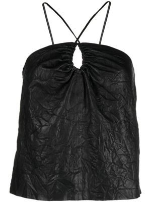 Zadig&Voltaire haut en cuir Cidonie à effet froissé - Noir