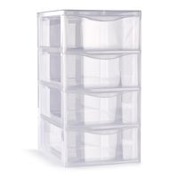 Ladeblokje/bureau organizer met 4x lades - transparant - L18 x B25 x H33 cm - plastic