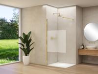 Inloopdouche Van Rijn Products ST01 110x200 cm 8 mm Helder Glas Met Satijnbaan Incl. Beslag met Muurprofiel en Stabilisatiestang Geborsteld Messing