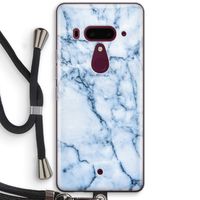 Blauw marmer: HTC U12+ Transparant Hoesje met koord