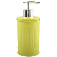 Zeeppompje/zeepdispenser Industrial - metaal - appelgroen/zilver - 7.5 x 17 cm - 250 ml