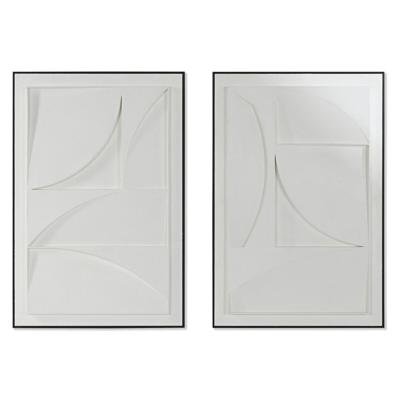 Schilderij Home ESPRIT Wit Zwart Abstract Stads 60 x 6,5 x 90 cm (2 Stuks)