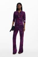 Flared broek met vloeiende textuur - RED - XL