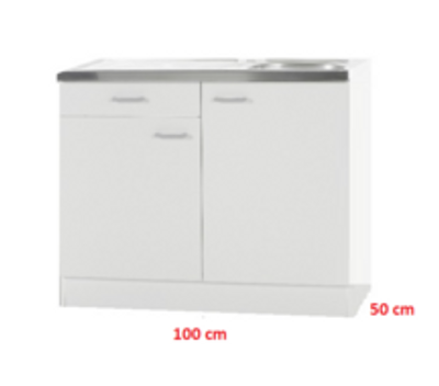 Keukenblok Klassiek 50 + RVS aanrecht 100cm x 50cm met een la OPTI-187