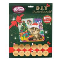 Diamond painting cozy kitten kerstkaarten maken 18x18 cm Diamond painting cozy kitten kerstkaarten maken 18x18 cm