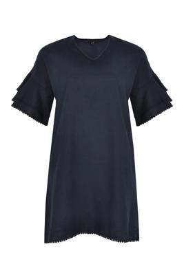 Yoek Jurk met volantmouwen | Blauw | Maat XXL