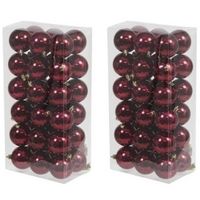 72x Kunststof kerstballen glanzend bordeaux rood 6 cm kerstboom versiering/decoratie - Kerstbal - thumbnail