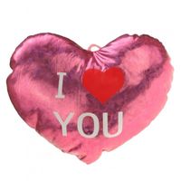 Pluche glimmend roze hart kussen I Love You 14 cm   -