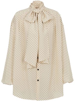 Balmain blouse en soie à col lavallière - Tons neutres