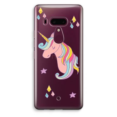 Roze eenhoorn: HTC U12+ Transparant Hoesje