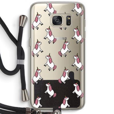 Eenhoorns overal: Samsung Galaxy S7 Transparant Hoesje met koord