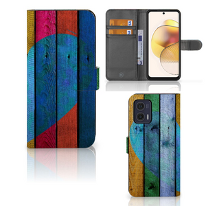 Motorola Moto G73 Book Style Case Wood Heart - Cadeau voor je Vriend