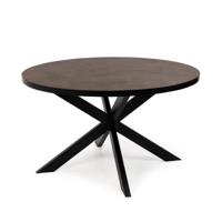 Stalux Ronde eettafel 'Daan' 135cm, kleur zwart / lederlook bruin Stalux Ronde eettafel 'Daan' 135cm, kleur zwart / lederlook bruin