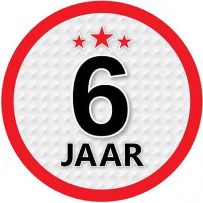6 jaar leeftijd sticker - rond - Dia 15 cm - 6 jaar verjaardag - jubileum - leeftijd versiering