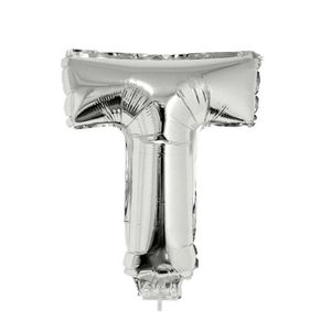 Opblaasbare letter ballon T zilver
