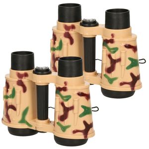 Multipak van 2x stuks kinder speelgoed verrekijkers leger camouflage 15 cm