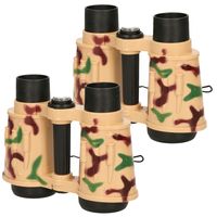 Multipak van 2x stuks kinder speelgoed verrekijkers leger camouflage 15 cm - thumbnail