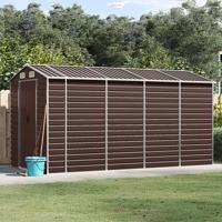 Tuinschuur 191x385x198 cm gegalvaniseerd staal bruin