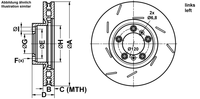 Remschijf ATE, Remschijftype: Gespleten / Binnen geventileerd, Inbouwplaats: Links, u.a. für Porsche