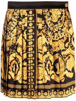 Versace jupe plisée à. motif Barocco - Noir